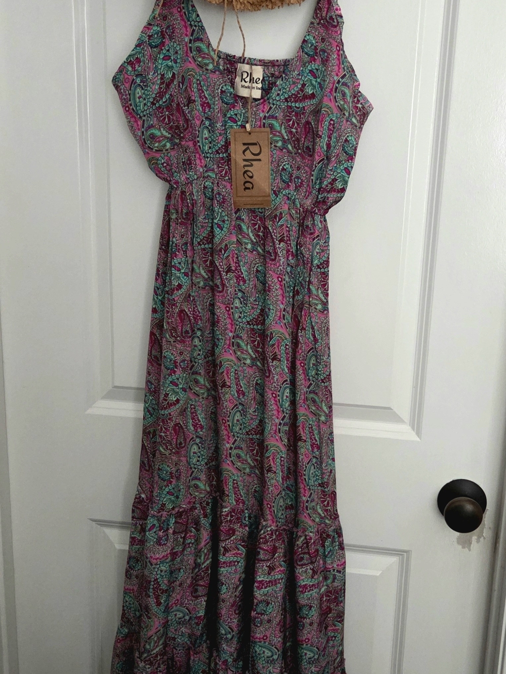 Pink & Teal Paisley Maxi Dress